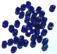 50 6mm Faceted Cobalt AB Firepolish Beads